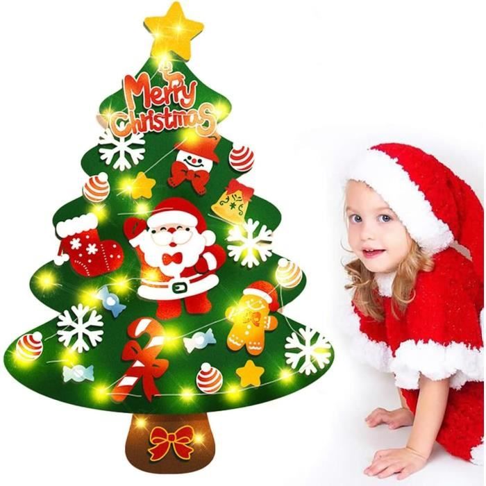 CLHXWU Feutre Arbre De Noël,100 Cm Sapin De Noël En Feutre Pour Enfants,DIY Feutre Arbre De Noël Avec 32 Pcs Ornements,Sapin Feutrine Pour Les Enfants Noël Décoration (A