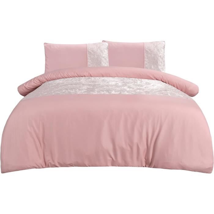 Parure De Lit En Velours - Blush - Housse De Couette Double Et Taie D