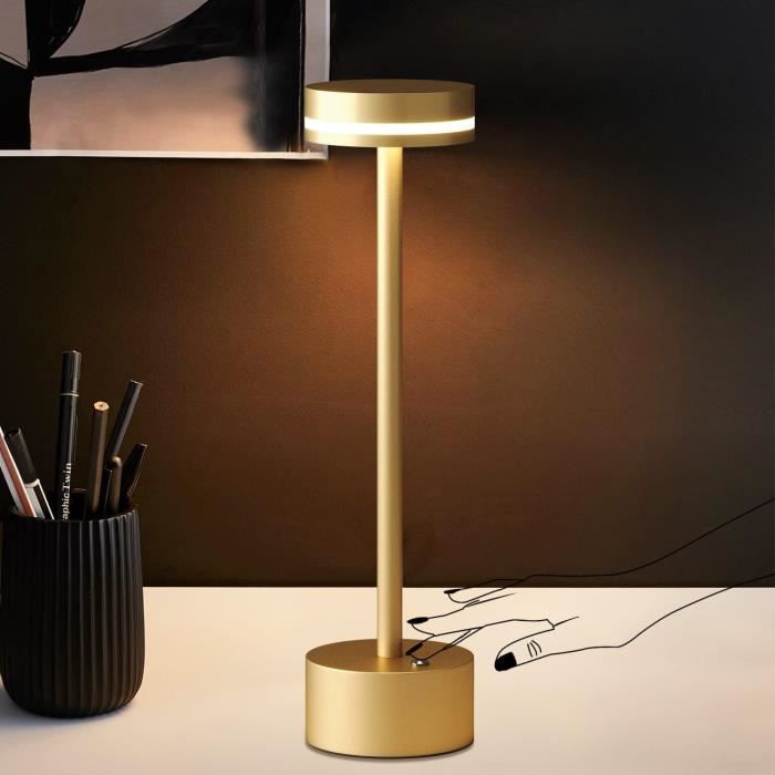 Lampe de table de chevet sans fil, lampe de table avec batterie, tactile  dimmable sur trois niveaux, lampe de table rechargeable via Usb-c