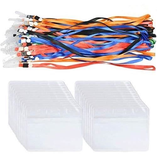 Vicloon Porte Badge, 50pcs Porte-Cartes en Transparent, Porte-Cartes Vertical en PVC Avec Porte-Badge Nominatif Étanche et Refermable Pour Carte d'Étudiants,Carte De Visite,Carte Bus