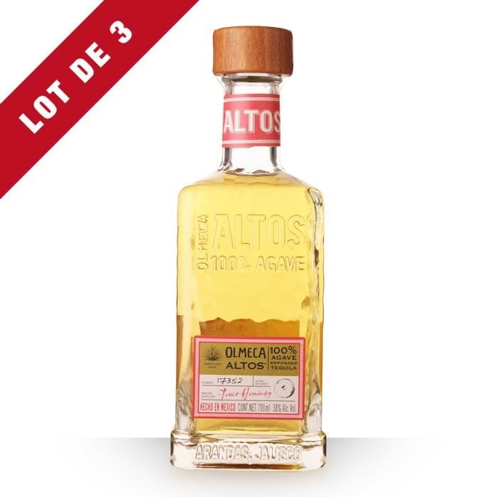 Lot de 3 Tequila Olmeca Altos Reposado 100 Agave 70cl La cave