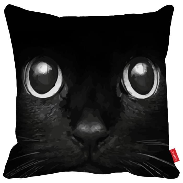 Housse De Coussin Copie Drole De Tete De Visage De Chat Noir Home Decor Cdiscount Maison