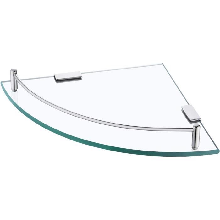 SAYAYO Étagère Salle De Bain Verre Trempé Noir 50 Cm – Étagère Murale Douche Rangement Avec Support Acier Inoxydable, Design Moderne Minimaliste EGDL1001-50-B