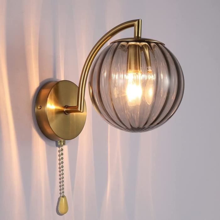 Applique Murale Design Avec Globe Verre Dépoli 120 Mm - Métal Doré, Douille G9 - Éclairage Doux Pour Chambre, Salon, Couloir - Ampoule Non Incluse