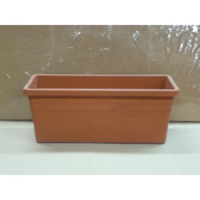 Jardinière bac à fleurs rectangulaire en plastique 16x18x50 cm marron clair