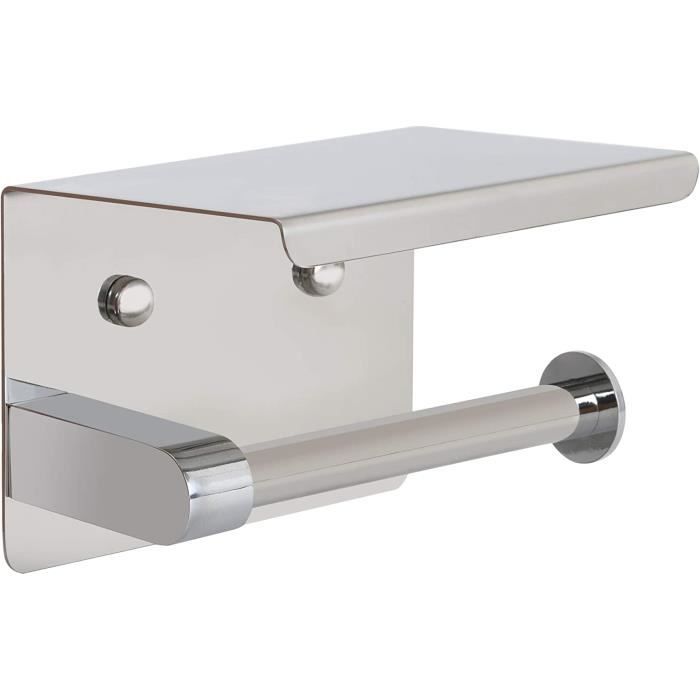 Adhésif Porte Papier Toilette Acier Inox - Support Mural WC Auto-Adhésif Sans Percage