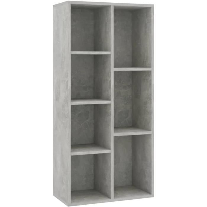 Bibliothèque Etagère à Livres Meuble de Rangement Meuble à Livres Armoire à Livres Maison Intérieur Gris Béton 50x25x106 cm A51
