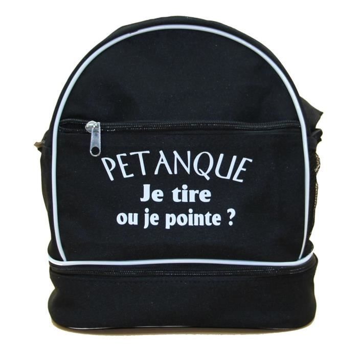 Sac bandoulière - Je tire ou je pointe - Noir - 3 boules - Polyester 600D - Dimensions 24x15x28 cm