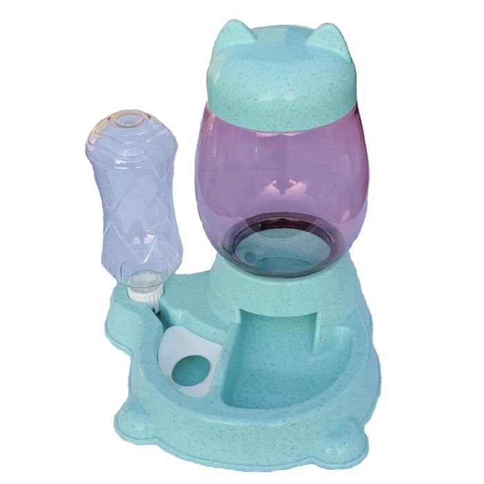 Distributeur automatique de croquettes et deau - RMY - Bleu - Pour chien et chat - Plastique - Intérieur