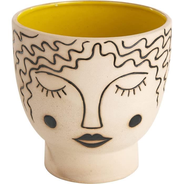 Vase En Céramique Design Avec Visage, Vase Moderne Peint À La Main, Pot