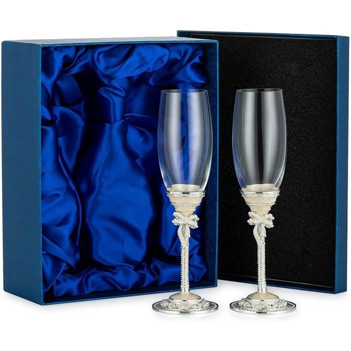 Sziqiqi Coupe De Champagne Mariage Verres A Champagne En Email Mariee Et Le Marie Flutes A Champagne Lot De 2 Pour Fiancail 264 Cdiscount Maison
