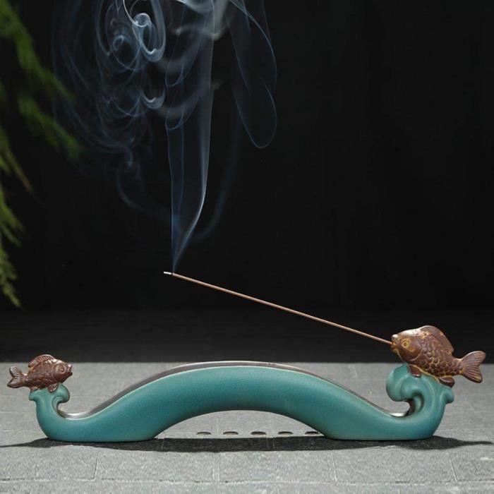 Guru-Shop Brûleur D'encens En Céramique Bouddha Noir, 12x10x7 Cm, Lampes De Parfum Et Des Lampes à Huile