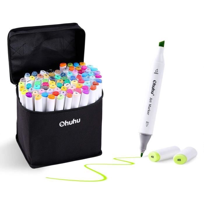 OHUHU – stylos marqueurs permanents de couleurs, 40/60/80/100/120/320,  double pointe Fine et large, fournitures artistiques - AliExpress