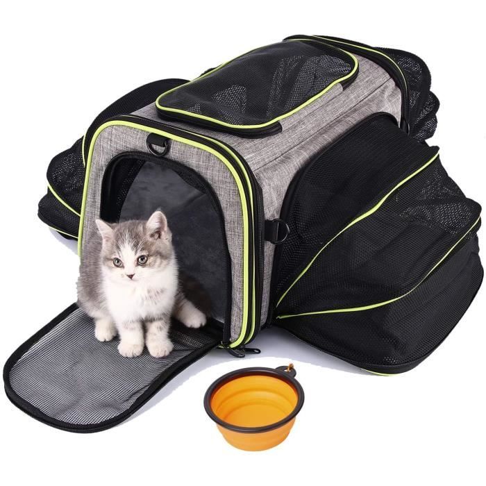 Comparer les prix de Sac de transport pour chat et chien - MARSEE - 4 Sens Extensibles - Gris - Noir - 50 cm x 30 cm x 35 cm