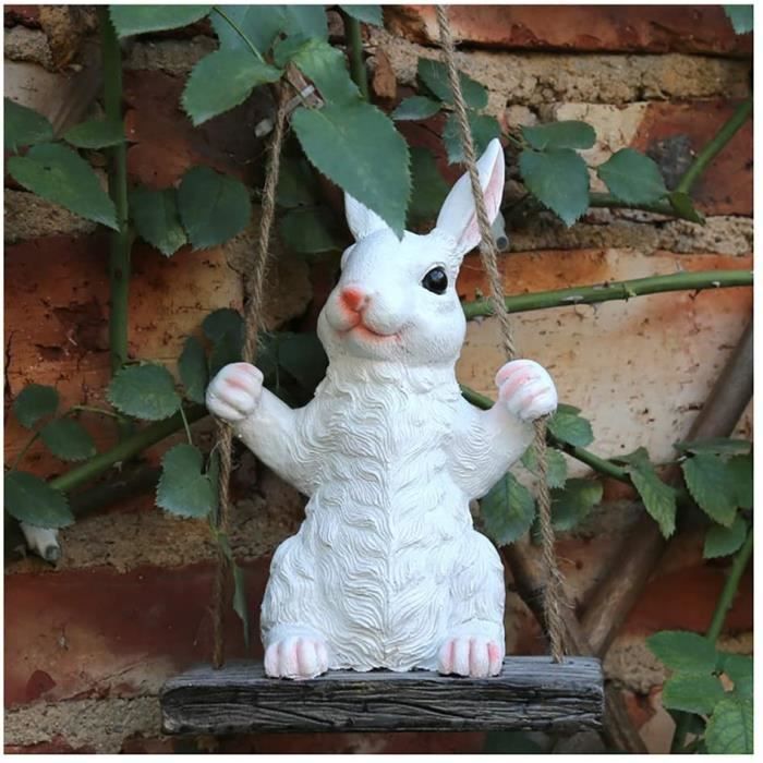 Statue de jardin Decoration Jardin Exterieur Extérieur Jardin Statue Balançoire Lapin Ornement