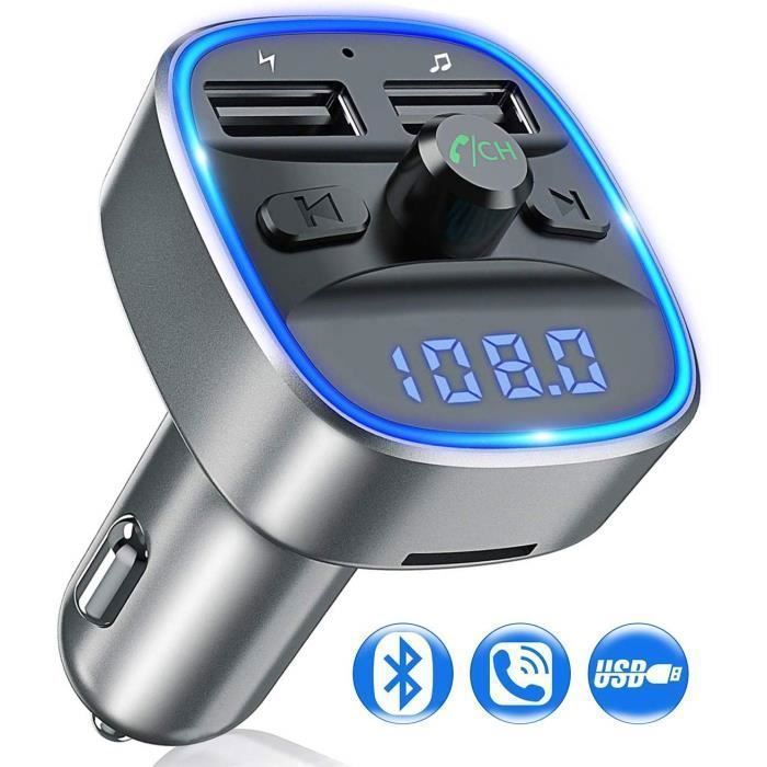 Transmetteur FM Bluetooth de Voiture, Adaptateur Radio sans Fil