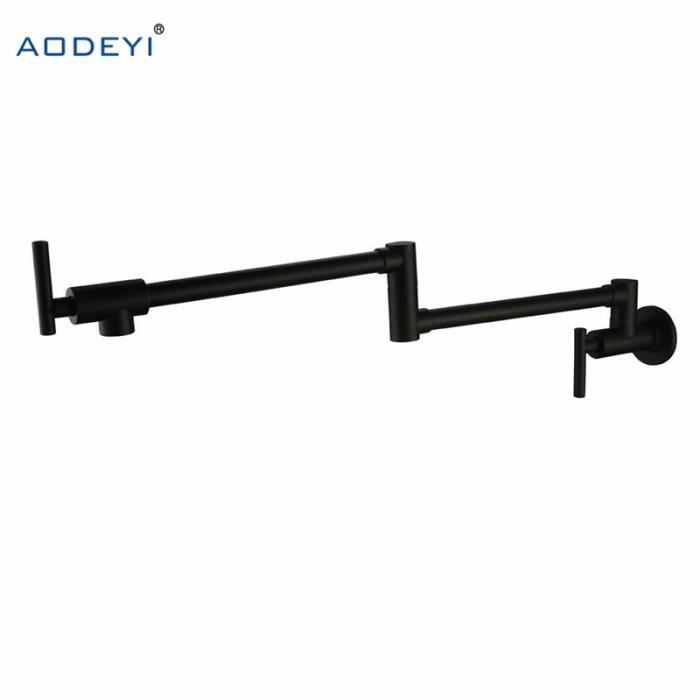 WHSHOWER Robinet De Remplissage De Casserole En Laiton à Montage Mural Pour Cuisinière Commerciale Robinet Pliable Avec Bras Oscillants à Double Articulation, Titane Doré