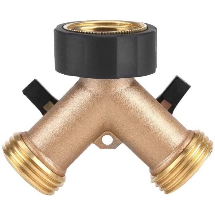 Double Robinet Laiton 1/2" Avec Raccord De Tuyau - Pour Jardin, Maison Et Industrie