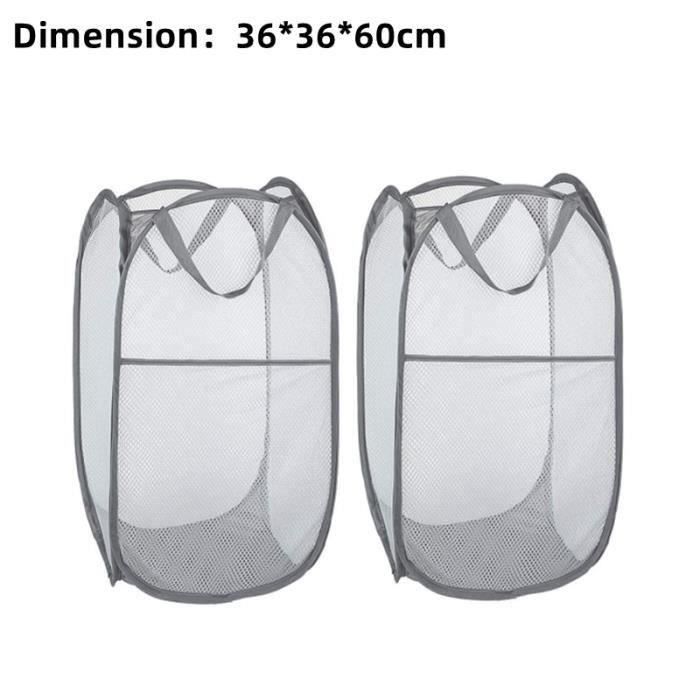 Panier à Linge Pliable en Maille - Sac à Linge Pop Up Portable 2 Pièces