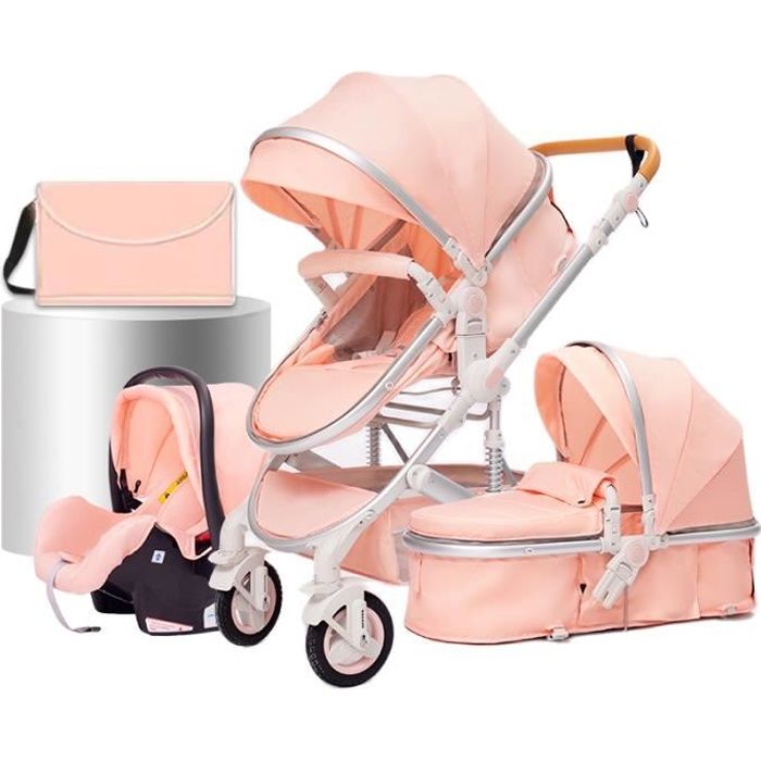 Poussette combinée trio 3 en 1 avec siège auto Milan 0m+ rose