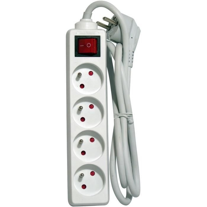 Bloc avec cordon 1 5m et interrupteur CHACON 4 x E - vue 2