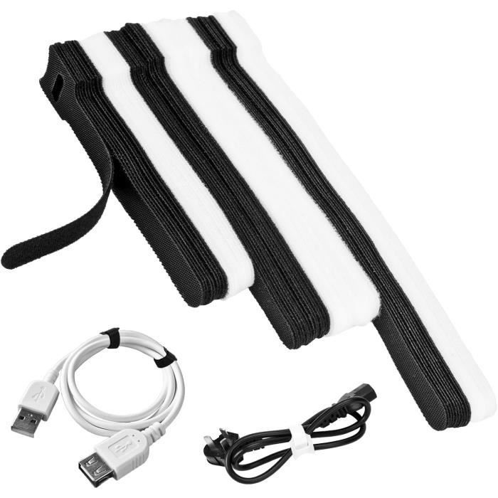 Lot De 70 Attaches De Câble Réutilisables 3 Longueurs Blanc Noir Bandes De Câble Pour Bureau À
