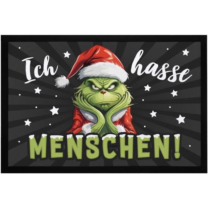 ® Grinch Paillasson De Noël Avec Inscription « Ich Hasse Menschen Sarcasmus Ironie