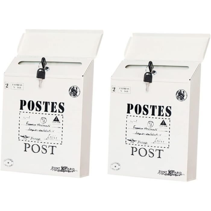 Boîte Aux Lettres Décorative Loberon Style Shabby Chic - Fer Vieilli Bleu, Dimensions 30.5x22x12 Cm