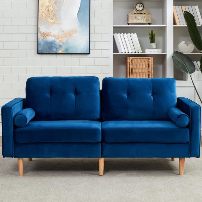 Ensemble De Canapé 2 Places En Tissu Bleu – Neuf, Confortable Et Modulable
