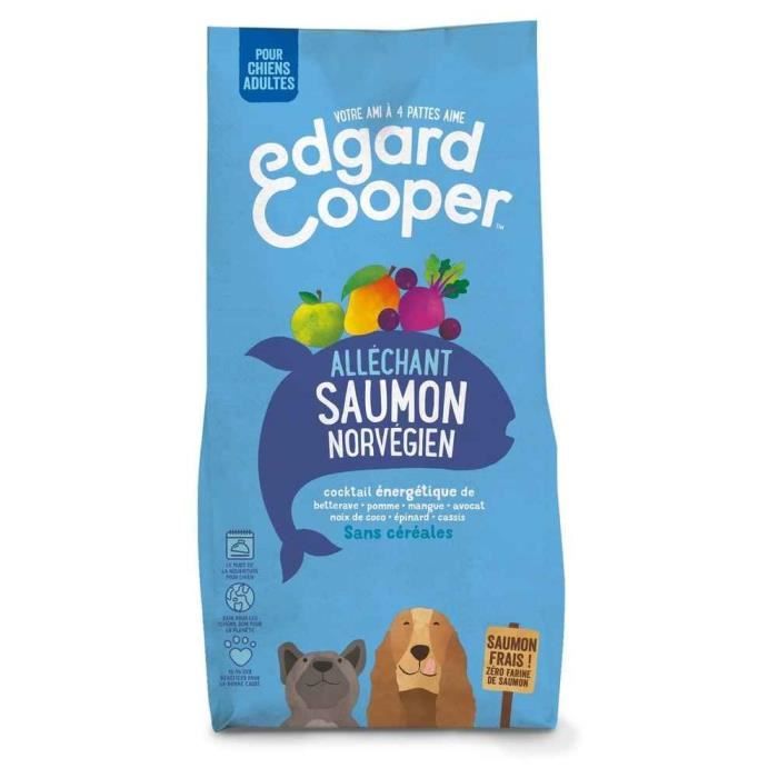 Croquettes au Saumon - Edgard & Cooper - 12Kg - Aliment Naturel - Sans Céréales - Pour Chien Adulte