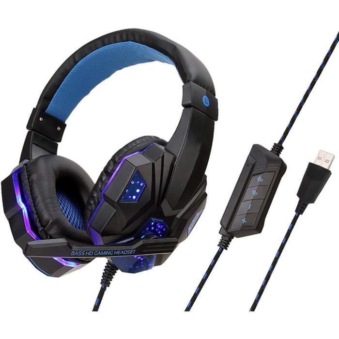 PREUP Casque Gamer PC avec Anti-Bruit, Réglable Micro Basse
