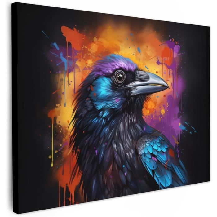 Tableau Déco Graffiti Multicolore Sur Toile - 120x40 Cm, Impression Sur Les Bords, Prêt à Accrocher
