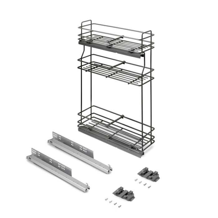 Emuca porte-bouteilles extractible TitaneMax avec fermeture à amortie gauche 3 plateaux module 200mm Acier Gris Anthracite Emuca porte-bouteilles extractible TitaneMax avec fermeture à amortie gauche 3 plateaux module 200mm Acier Gris Anthracite