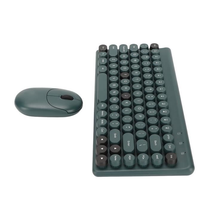 Combo Clavier Souris Sans Fil 2.4G, Clavier Rétro Ergonomique En Forme