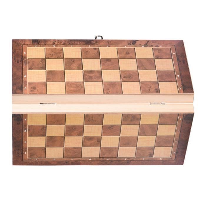 Jeu D'Échecs En Bois Pliable 3 En 1 ANNTIM 29x29cm - Échiquier Portable Échecs, Dames Et Backgammon