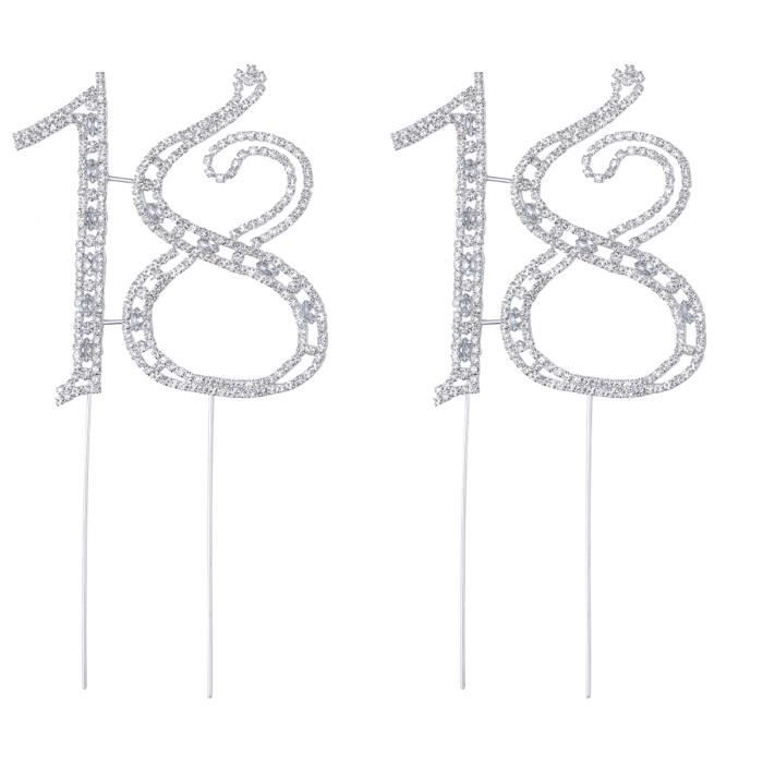 Topper Numero 18 Con Strass Per Torte - Decorazione Compleanno, Anniversari E Feste - Foto 5