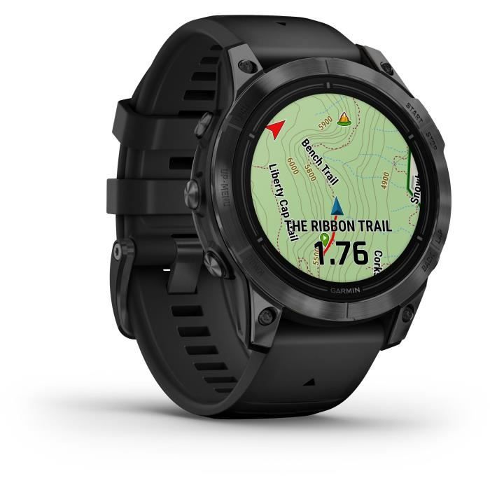 GARMIN - Epix Pro (Gen2) - Montre connectée à haute performance - 47mm - Acier, Gray avec bracelet noir