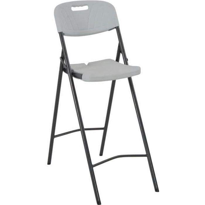 Chaises de bar pliables en PEHD et acier Blanc - HILILAND - Lot de 2 - Extérieur - Contemporain
