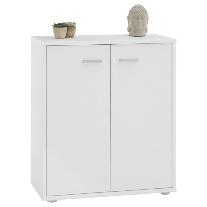 Buffet salle à manger FIRMIN L 60 cm blanc avec 2 portes bahut bas meuble de rangement style moderne