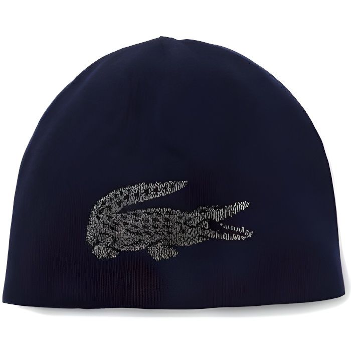 Bonnet Lacoste unisexe en laine en coloris gris ou bleu marine