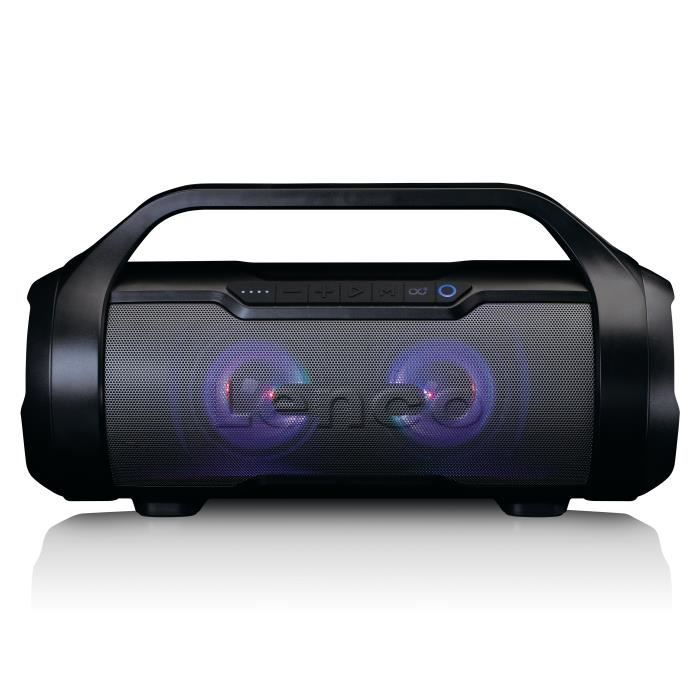 Enceinte Bluetooth étanche avec radio FM, lecteur USB/SD et effets lumineux Lenco SPR070BK Noir