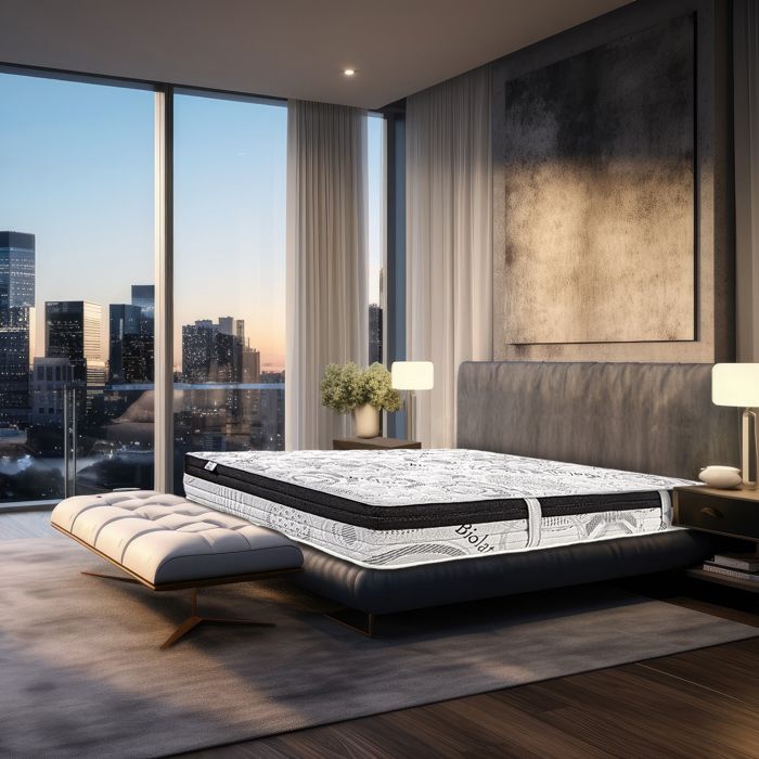 Matelas 140x190 cm Bio Latex, latex, 10 zones de confort, indépendance du couchage, réversible, haute densité, orthopédique, 26 cm