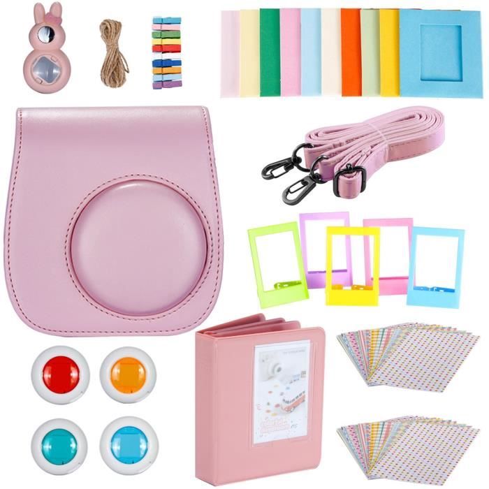 Kit Accessoires Fujifilm Instax Mini 11 - Étui Cuir, Filtres, Objectif Selfie, Album, Autocollants, Cadeau