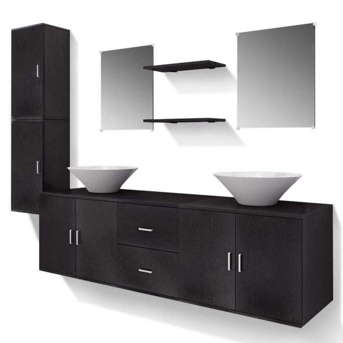 ensemble de meubles de salle de bain avec lavabo 9 pièces - mothinessto - moderne - noir - aggloméré - 150 x 45 x 45 cm mothinessto