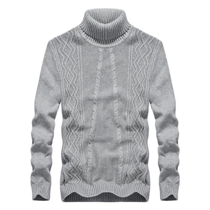 Sous Pull Homme Col Roulé en Maille Casual Pullover en ...