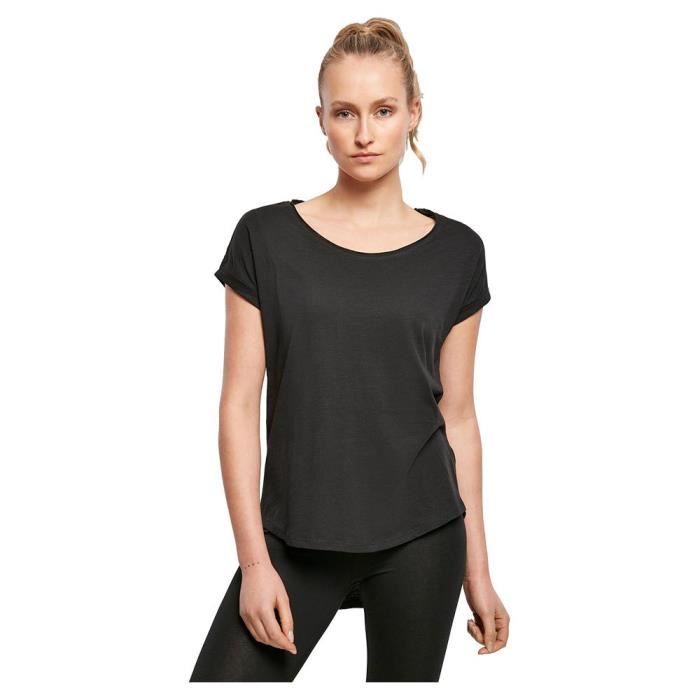 T-shirt Donna In Cotone Slub, Modello Lungo Dietro Con Orlo Arrotondato, Girocollo Basic - 6
