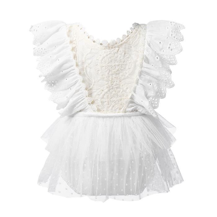 Barboteuse Bebe Fille Body Dentelle Blanche Sans Manches Grenouilleres 0 18 Mois Combinaison Vetements Naissance Pyjama Princesse Blanc Cdiscount Pret A Porter