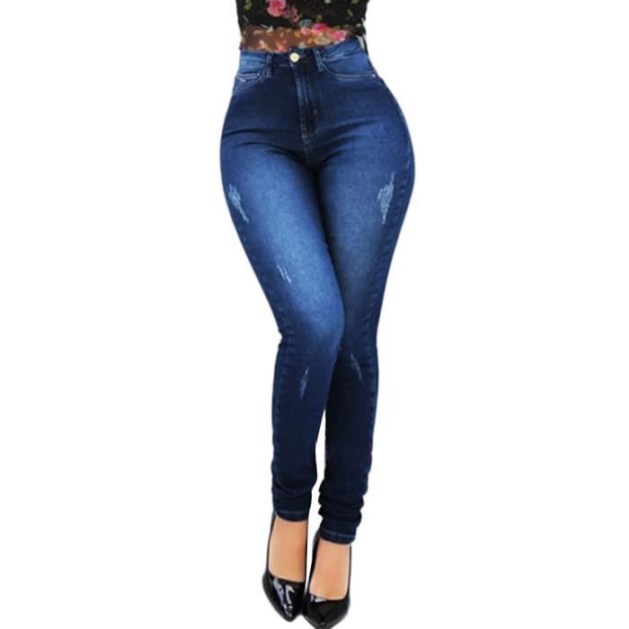 Femmes Taille Haute Jeans Moulante Skinny Pantalons En Denim Slim