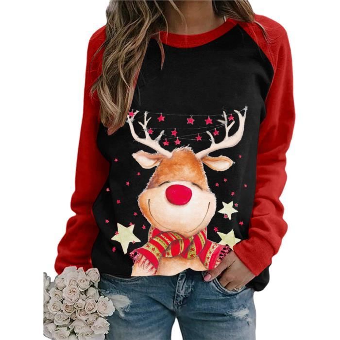 Chemises à manches longues raglan d’impression décontractée pour femmes