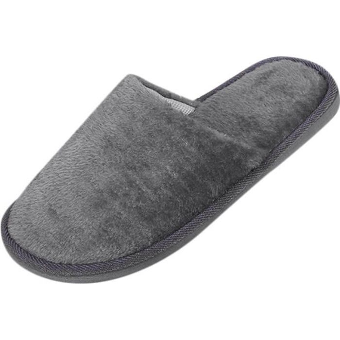 Chaussons de maison pour hommes LUKCOLOR sab0001 Gris Cuir  Antidérapant Hiver chaud